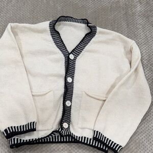 Amazon Essentials Cream and Black Women's Cardigan